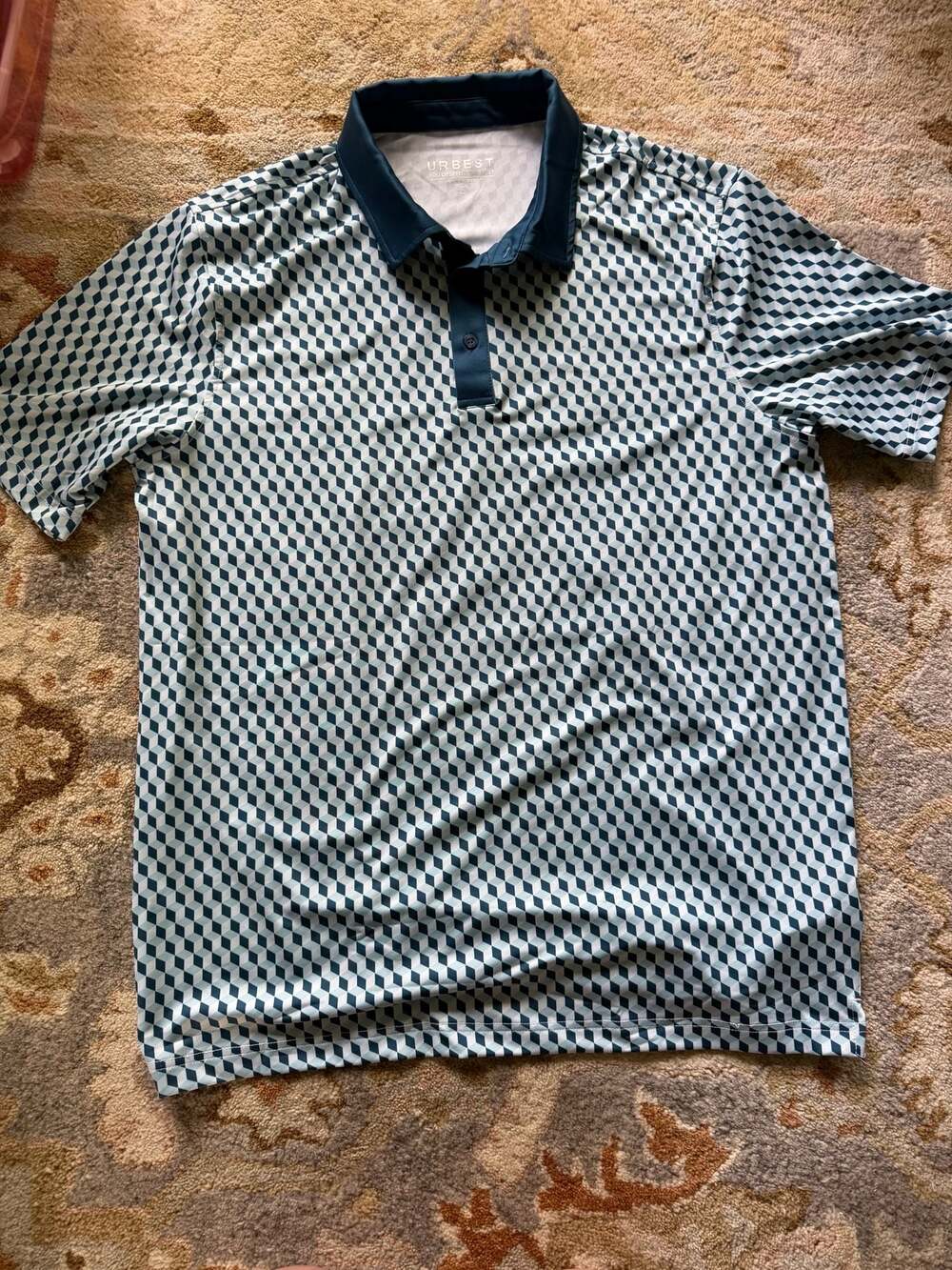 Urbest Men's Geometric Print Performance Polo Shirt Size Large